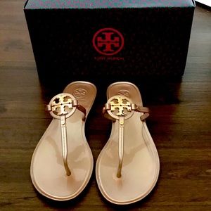 Tory Burch Jelly Sandals size 9, Rose Gold.